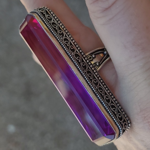 New Amazing Oversized Bi-Color Tourmaline 925 Silver Statement Ring. - Picture 16 of 16